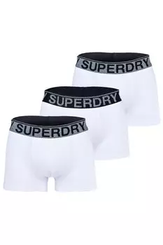 Боксеры с логотипом, 3 пары Superdry, белый