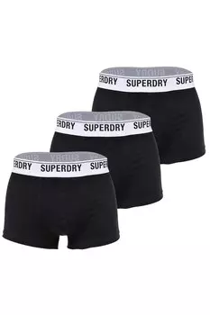 Боксеры с логотипом, 3 пары Superdry, черный