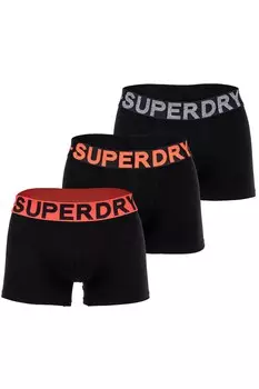 Боксеры с логотипом, 3 пары Superdry, черный