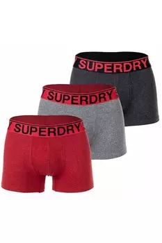 Боксеры с логотипом, 3 пары Superdry, красный