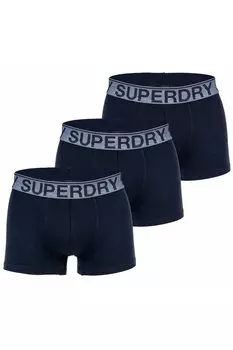 Боксеры с логотипом, 3 пары Superdry, синий