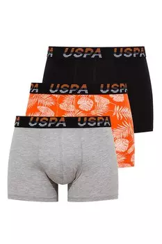 Боксеры с логотипом, 3 пары U S Polo Assn , черный