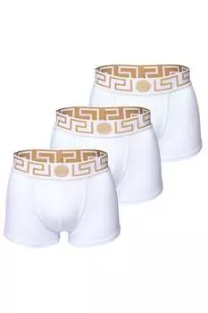 Боксеры с логотипом, 3 пары Versace, белый