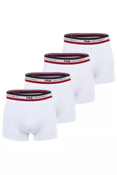 Боксеры с логотипом, 4 пары Fila, белый