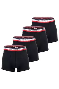 Боксеры с логотипом, 4 пары Fila, черный