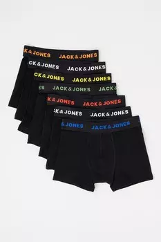 Боксеры с логотипом, 7 пар Jack & Jones, черный