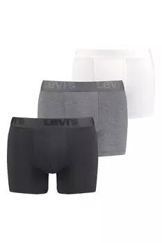 Боксеры с логотипом на поясе - 3 пары Levi'S, черный