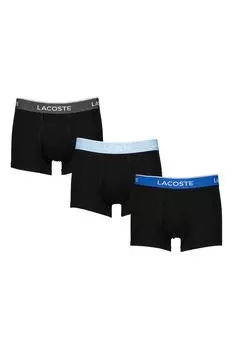 Боксеры с логотипом на поясе - 3 пары Lacoste, черный