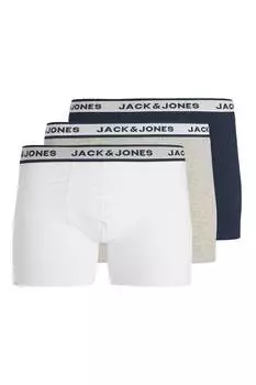 Боксеры с логотипом на поясе - 3 пары Jack & Jones, белый