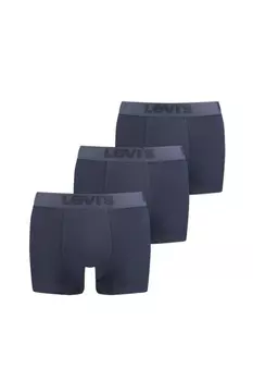 Боксеры с логотипом на поясе - 3 пары Levi'S, синий