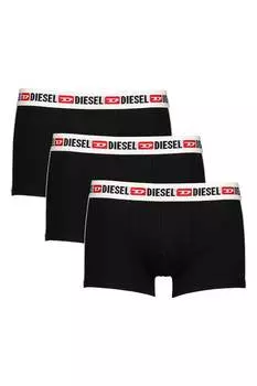 Боксеры с логотипом на поясе - 3 пары Diesel, черный