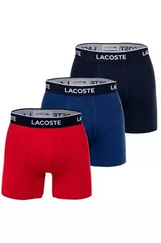Боксеры с логотипом на поясе - 3 пары Lacoste, красный