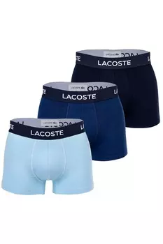 Боксеры с логотипом на поясе - 3 пары Lacoste, синий