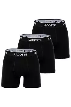 Боксеры с логотипом на поясе - 3 пары Lacoste, черный