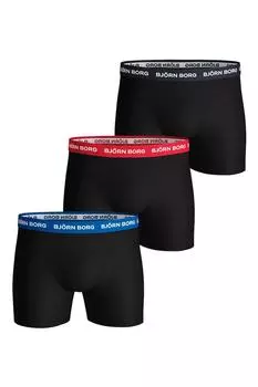 Боксеры с логотипом на поясе - 3 пары Bjrn Borg, черный