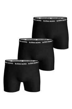Боксеры с логотипом на поясе - 3 пары Bjrn Borg, черный
