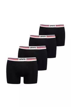 Боксеры с логотипом на поясе, 4 пары Levi'S, черный