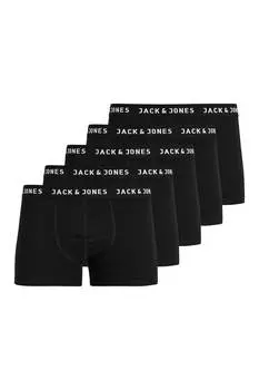 Боксеры с логотипом на поясе - 5 пар Jack & Jones, черный