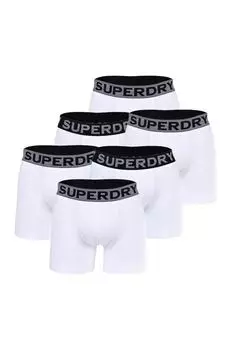 Боксеры с логотипом на поясе - 6 пар Superdry, белый