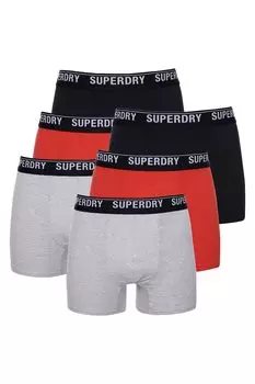 Боксеры с логотипом на поясе - 6 пар Superdry, черный