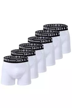 Боксеры с логотипом на поясе - 6 пар Jack & Jones, белый