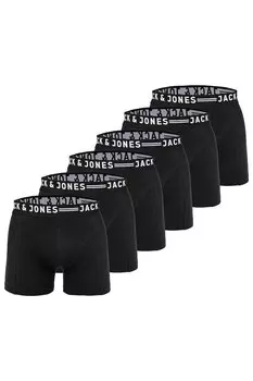 Боксеры с логотипом на поясе - 6 пар Jack & Jones, черный