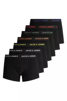 Боксеры с логотипом на поясе - 7 пар Jack & Jones, черный