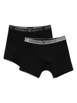 Боксеры с логотипом на поясе (упаковка из 2 шт.) Emporio Armani, черный