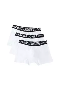 Боксеры с логотипом на талии, 3 пары Jack & Jones, белый