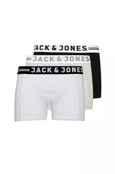 Боксеры с логотипом на талии, 3 пары Jack & Jones, черный