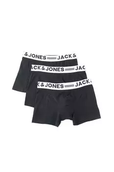 Боксеры с логотипом на талии, 3 пары Jack & Jones, черный