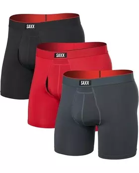 Боксеры SAXX UNDERWEAR Multi-Sport Mesh Boxer Brief Fly 3-Pack, цвет Sunset Red/Turbulance/Faded Black