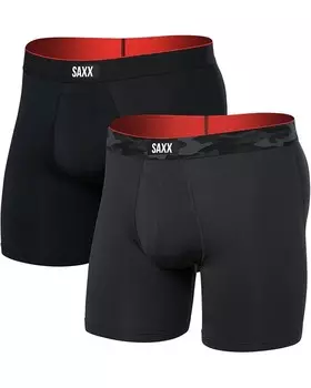 Боксеры SAXX UNDERWEAR Multi-Sport Mesh Boxer Brief Fly 2-Pack, цвет Remote Camo WB/Black