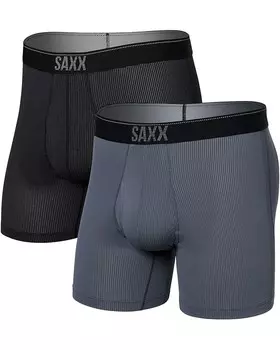 Боксеры SAXX UNDERWEAR Quest Quick Dry Mesh Boxer Brief Fly 2-Pack, цвет Turbulence/Black II