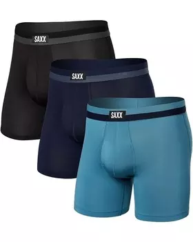 Боксеры SAXX UNDERWEAR Sport Mesh Boxer Brief Fly 3-Pack, цвет Hydro/Maritime/Black