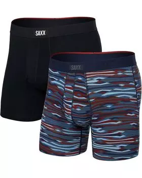 Боксеры SAXX UNDERWEAR Vibe Xtra Super Soft Boxer Brief Fly 2-Pack, цвет Rough Terrain/Black