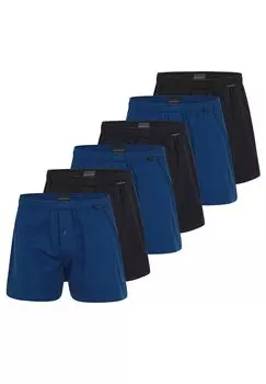 Боксеры Schiesser Boxershorts Singel-Jersey, цвет Blau / Schwarz