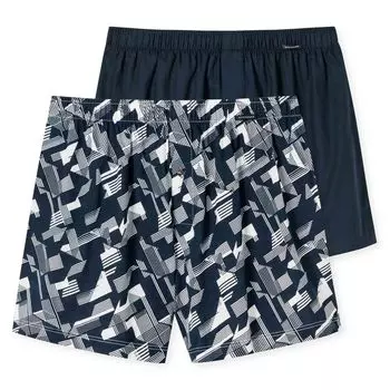 Боксеры Schiesser Web-Boxershorts 2 шт, цвет Dunkelblau/Wei/Schwarz