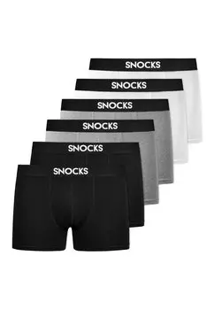 Боксеры SNOCKS Boxershorts aus Bio-Baumwolle 6 Stck, цвет Mix (Schwarz/Wei/Grau)