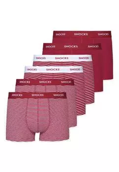 Боксеры SNOCKS Boxershorts aus Bio-Baumwolle 6 Stck, цвет Dunkelrote Streifen