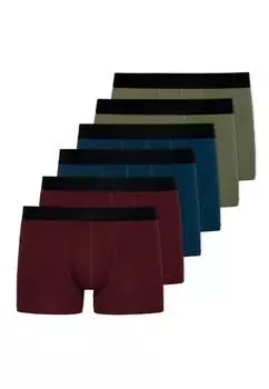 Боксеры SNOCKS Boxershorts ohne Logo aus Bio-Baumwolle 6 Stck, цвет Mix (Rot/Olive/Blau)