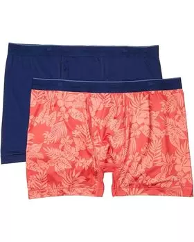 Боксеры Tommy Bahama Mesh Tech, цвет Solid Navy/Coral Leaves