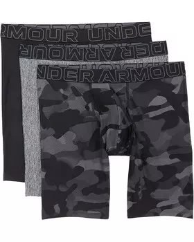 Боксеры Under Armour 3-Pack Performance Tech Print 9” Boxer Briefs, черный