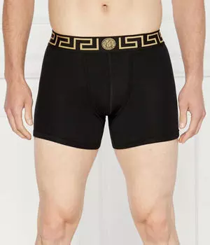 Боксеры Versace с логотипом, черный / золотой