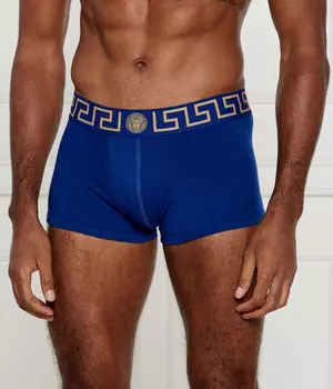 Боксеры Versace с золотым логотипом, индиго