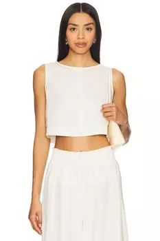 Боксовый льняной топ с лодочным вырезом Weworewhat, off white