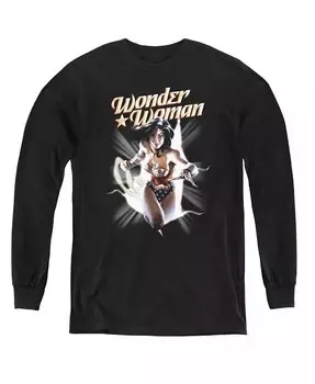 Boys of America Youth Wonder Woman Break Out свитшот с длинными рукавами Justice League, черный
