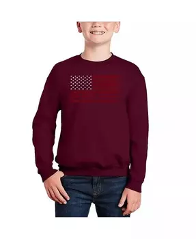 Боже, благослови Америку — толстовка с круглым вырезом Big Boy's Word Art La Pop Art, черный