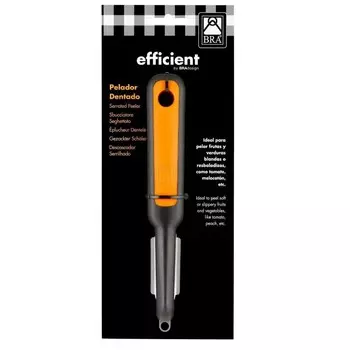 BRA A195015, Фрукты и овощи, Прямой нож для очистки овощей, нержавеющая сталь, черный, оранжевый, серебристый, отверстие для подвешивания, 28 мм