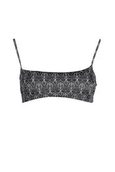 Бра-бандо Karl Lagerfeld Beachwear с контрастным фирменным принтом, черный